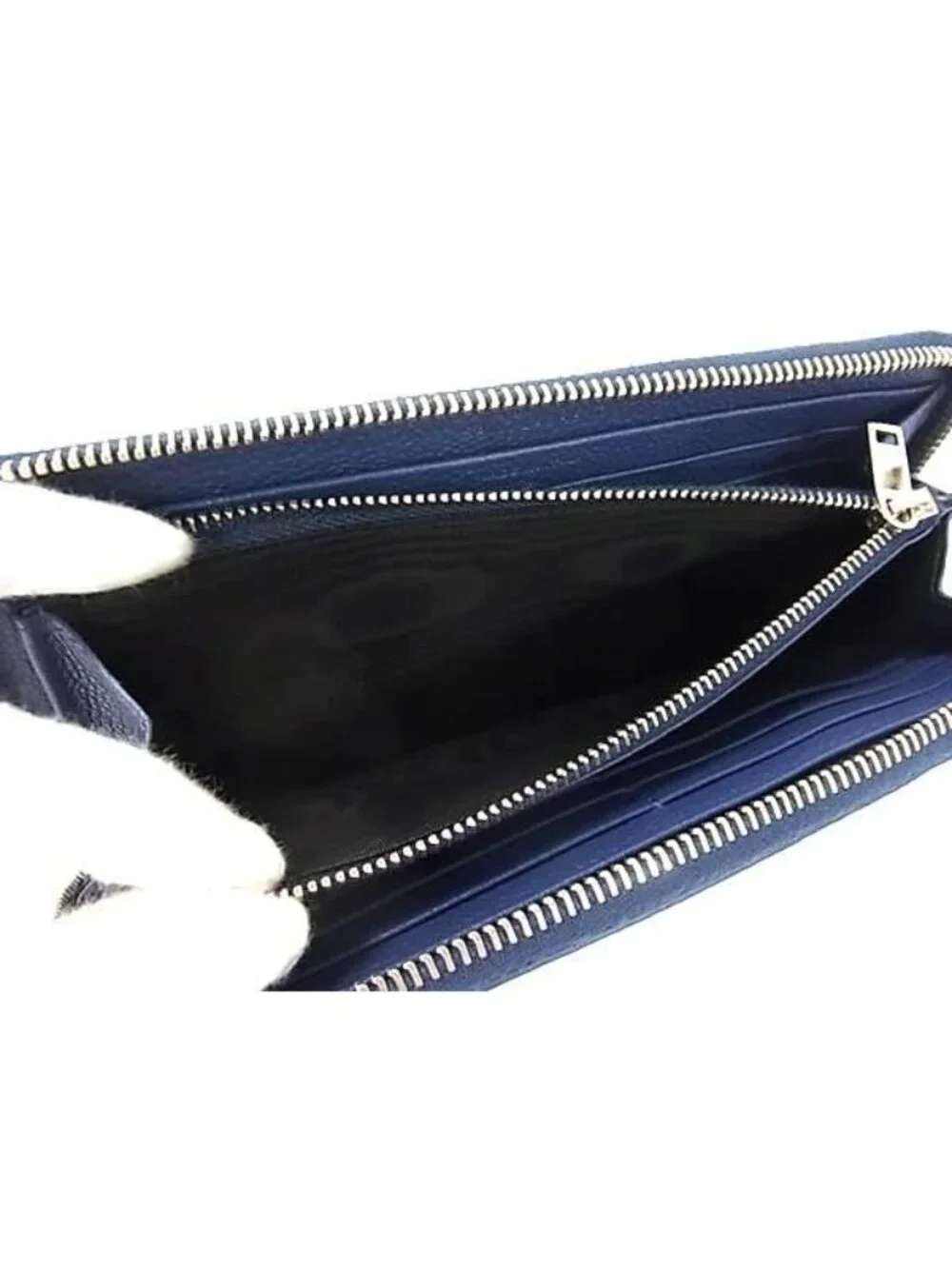Saint Laurent Leather Zip Around Wallet Bill Purse Coin Blue - Picture 4 of 5